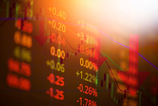 Stock market exchange loss trading graph analysis investment indicator business graph charts of financial digital background down stock crisis crash red price in down trend chart fall - photo