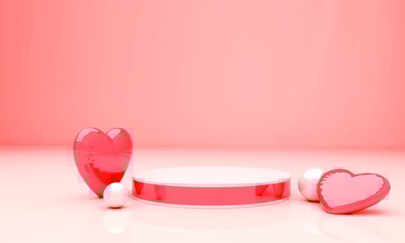 Valentines day podium blank space 3d render for mockup, background and banner photo