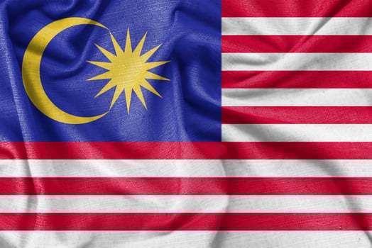 Malaysia country flag background realistic silk fabric photo