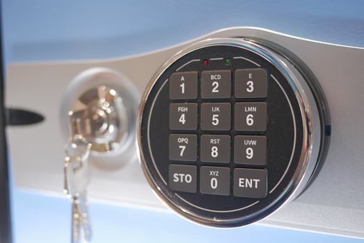 Safe dial lock close up background photo