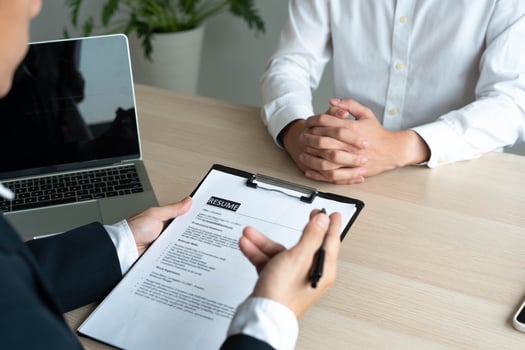Resume concept. Executives or interview manager candidates. Talk about your past work experience and talents in the position. photo