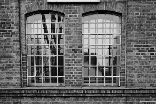 facade of a brick industrial  building photo
