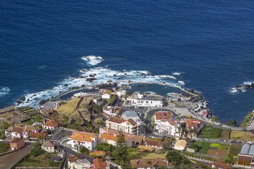 View on the village of Porto Moniz on the Portugese island of Madeira in summer photo