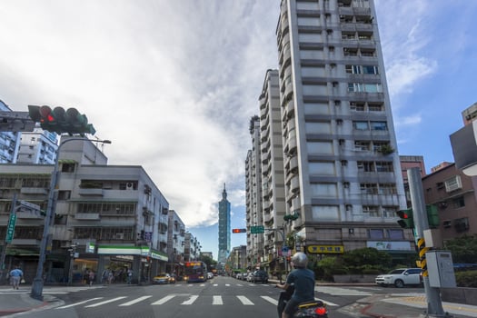 City scene from Taipei during daytime in summer photo