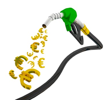 Nozzle pumping gasoline in a tank. photo