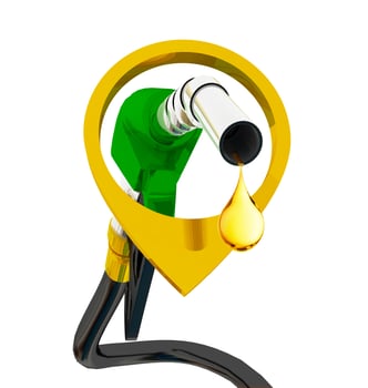 Nozzle pumping gasoline in a tank. photo