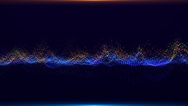 Futuristic glowing wave. The concept of big data. Network connection. Cybernetics. Abstract dark background of dots connected by lines. Digital landscape. 3d rendering. photo