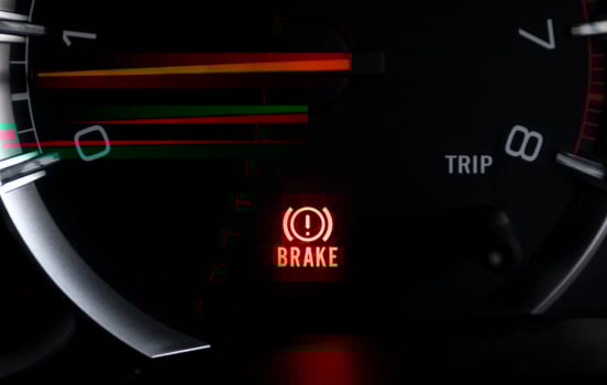 Car dashboard show status light icon BRAKE and steering wheel photo