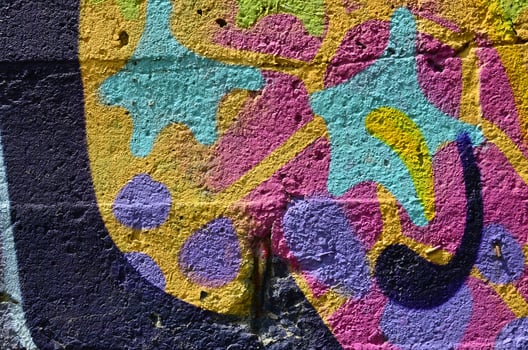 Beautiful street art graffiti. Abstract color creative drawing fashion colors on the walls of the city. Urban Contemporary Culture. Title paint on walls. Culture youth protest photo