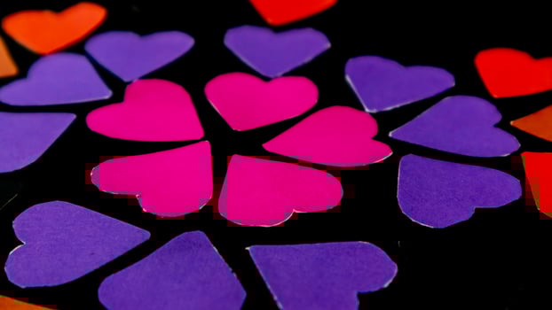 multicolored heart on black background for valentine's day photo
