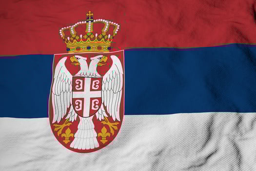 Waving Flag of Serbia in 3D rendering photo