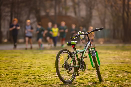 Bicycle on the field road photo