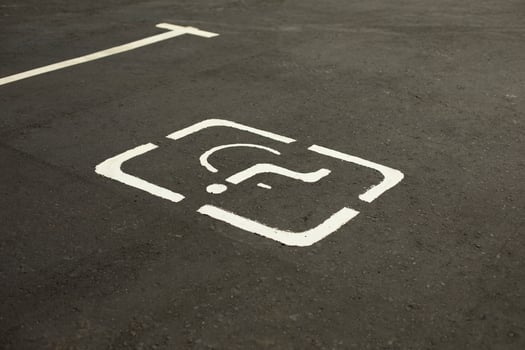 Parking for people with disabilities. Parking lot markings. photo