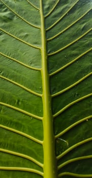 A portrait of a giant taro leaf bone motif or Alocasia macrorrhizos which is very large. This plant thrives in tropical climates photo