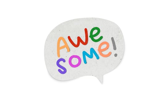 Word awesome in chat box paper cut style background photo