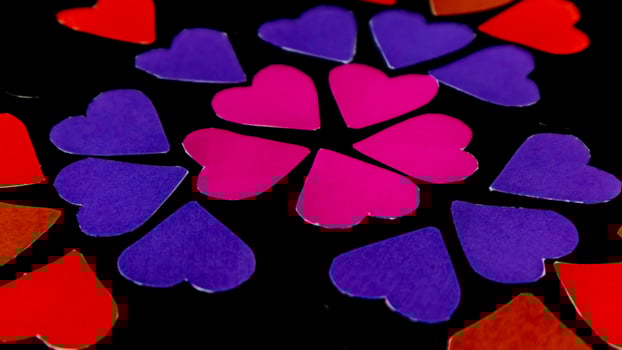 multicolored heart on black background for valentine's day photo