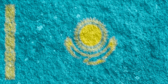 kazakhstan flag texture as the background photo