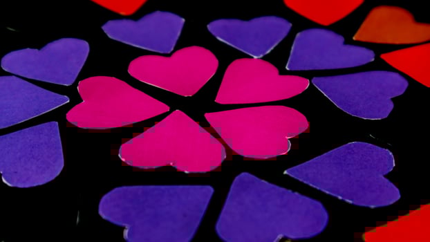 multicolored heart on black background for valentine's day photo
