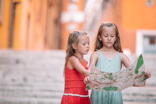 Happy toodler kids enjoy italian vacation holiday in Europe. photo