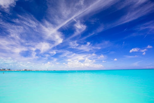 Beautiful white sand beach and turquoise clean water photo