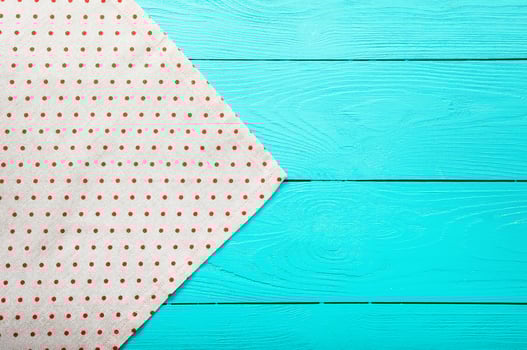 top view empty wooden table and tablecloth copy space photo