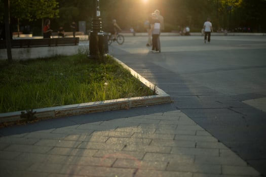 Road surface in city. Pedestrian area. Empty asphalt. Street in summer. photo