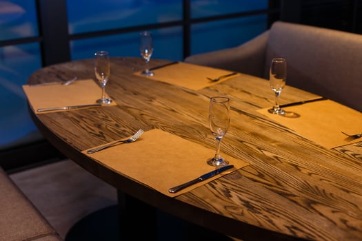 Empty glasses set in restaurant photo