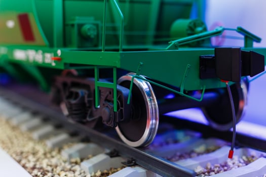 Details of the wheel of a modern train photo