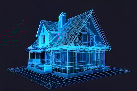 Home, real estate concept. Private house concept. Low poly photo