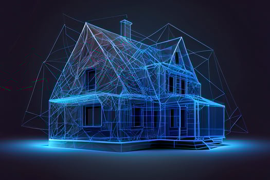 Home, real estate concept. Private house concept. Low poly photo