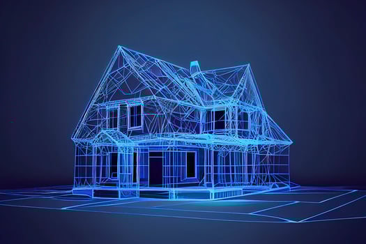 Home, real estate concept. Private house concept. Low poly photo
