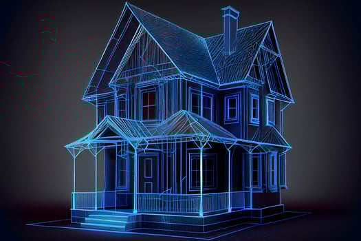 Home, real estate concept. Private house concept. Low poly photo