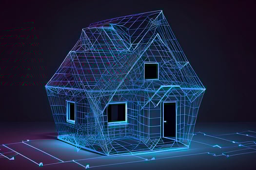 Home, real estate concept. Private house concept. Low poly photo