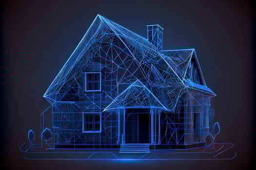 Home, real estate concept. Private house concept. Low poly photo