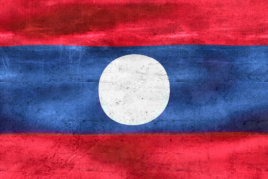 3D-Illustration of a Laos flag - realistic waving fabric flag photo