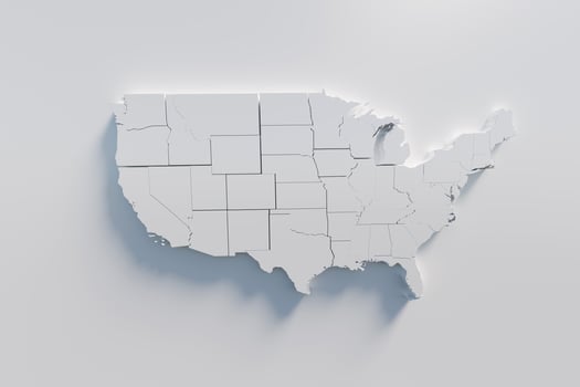 Extruded map of America USA 3d render photo