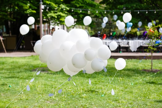 White balls. bunch of helium balls photo