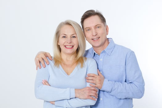 Middle aged Couple portrait isolated on white background. photo