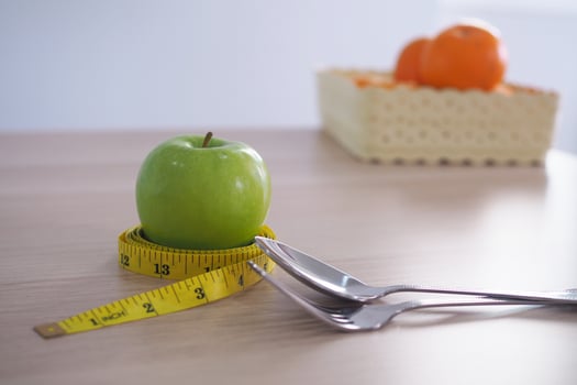 Dining table for health lovers With apples and fruits photo