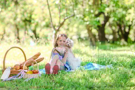 Two little kids on picnic in the park photo