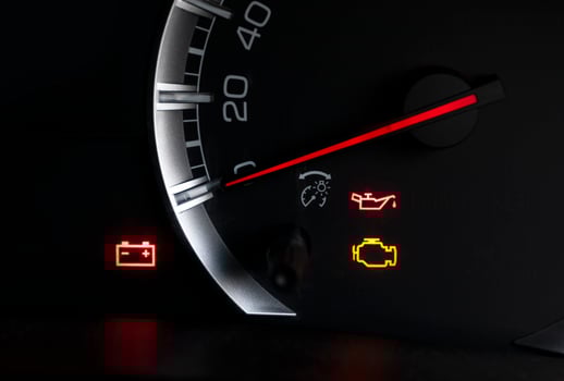 Car dashboard show status light icon Engine ,Engine oil and battery photo