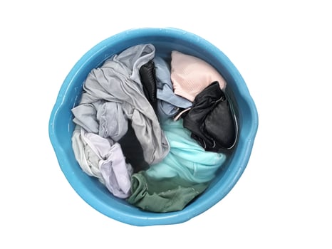 Underwear and panties soaked in water to prepare for washing and cleaning. photo