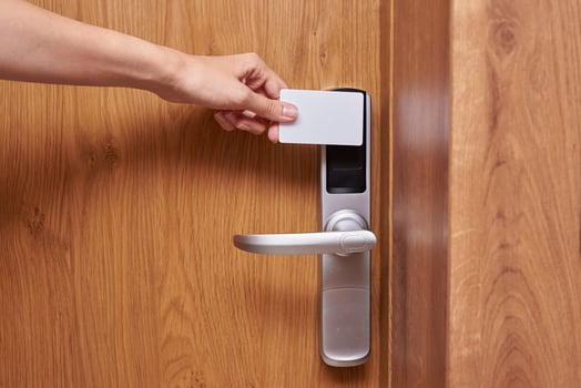 Hand open door digital lock with card key photo