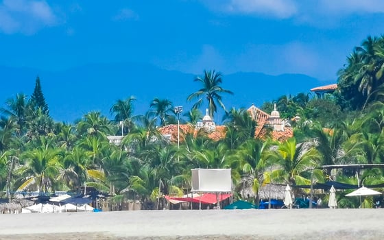 Mountains and hills on the horizon in tropical paradise Mexico. photo