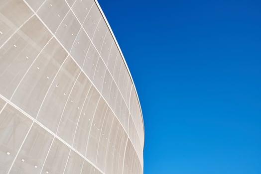Detail of modern architecture building against blue sky photo