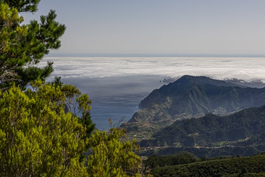 Panoramic picture over the rough Portugese island of Madeira in summer photo