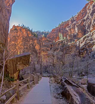 Impression from hiking trail to Pine Creek Canyon overlook in the Zion National park photo