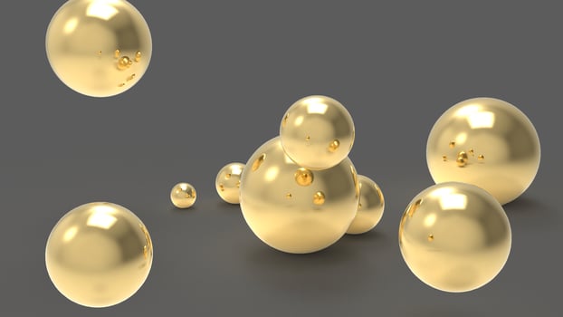 luxury golden beads background, pearls background 3D render photo