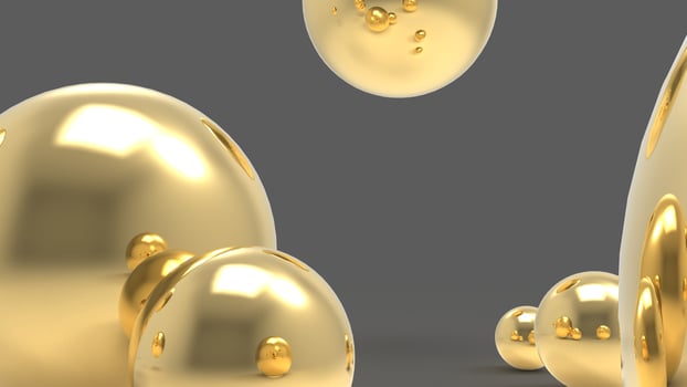luxury golden beads background, pearls background 3D render photo