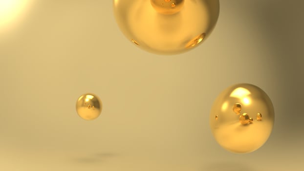 luxury golden beads background, pearls background 3D render photo
